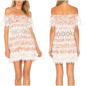 NWT For Love & Lemons White Lace Cadence Off Shoulder Dress $259